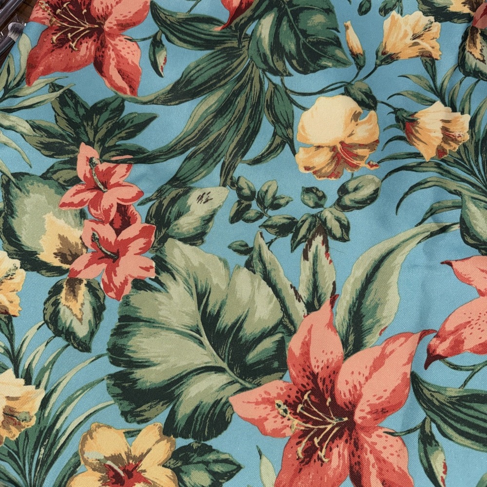 Tommy Bahama Rectangle Floral Tablecloth Turquoise Lillies Flowers Leaf 60"x82"